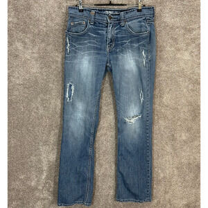 Affliction Jeans Mens 36x34 Blue Distressed Measures 35x33 Grunge Biker